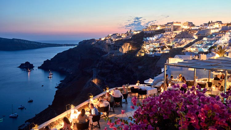 Petra Restaurant at Canaves Oia Hotel in Santorini 