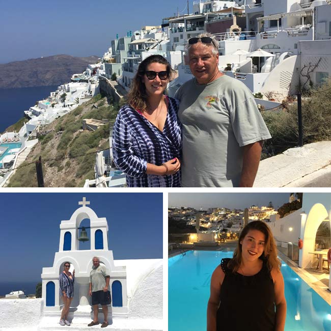John & Sarah in Santorini, Greece - Travelive Reviews