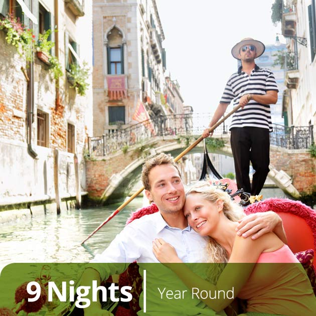 Couple on a Gondola Ride in Venice -  Italian Classics, Luxury Honeymoon Packages to Italy, Travelive